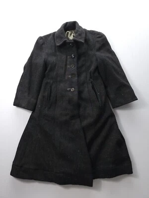 Antiguo abrigo victoriano de lana negro para niñas mediano años 1900 Foto 1 de 4