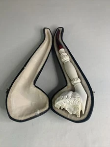 Vintage große 10" Sultan Block Meerschaum handgeschnitzte Pfeife mit Original Etui - Bild 1 von 9