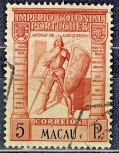 Francobolli Macao: 1938 5p rosso marrone, Alfonso de Albuquerque, Usati - Foto 1 di 1