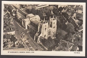 Postkarte King's Lynn Norfolk Luftaufnahme der St. Margarets Kirche und Umgebung RP - Bild 1 von 1