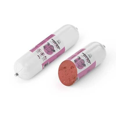 HAUSTIER-SCHLARAFFENLAND Hundewurst Rind - 200 g - Pures Fleisch - Urlaubs-BARF - Monoprotein