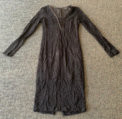 MARCIANO ПЛАТЬЕ С ДЛИННЫМ РУКАВОМ РЕМЕНЬ V-ОБРАЗНЫМ ВЫРЕЗОМ ЧЕРНЫЙ ЦВЕТОЧНЫЙ РАЗМЕР L СТИЛЬ #2G75Y6028Z - Изображение 1 из 4