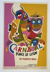 Eduardo Vera Cortes Plakat Serigraph Karneval Ponce De Leon 1988 Puerto Rico Exc - Bild 1 von 2