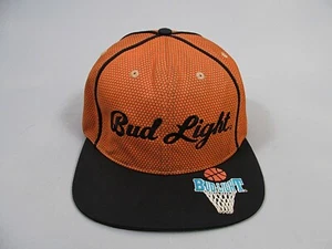 Vintage Bud Light Basketball Snapback Hat Cap Made USA Embroidered Orange Black - Picture 1 of 9