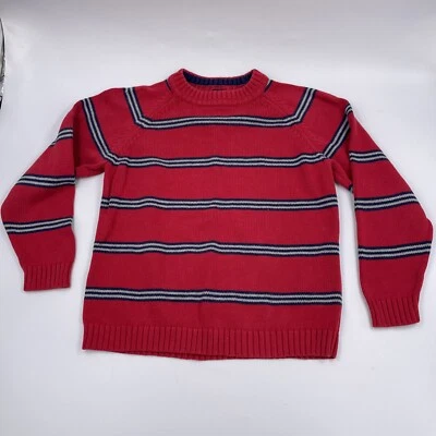 VTG Gap Kids Red Knit Cotton Sweater Kid's Size Small 6-7 Blue and White Stripes - Image 1 of 4