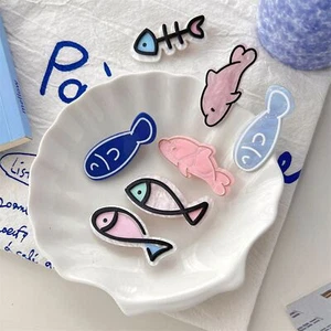 Horquillas de acrílico de peces dibujos animados clip lateral barritas hueso de pescado multicolor Cli - Imagen 1 de 21