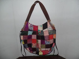 NUEVO CON ETIQUETAS Lucky Brand Multicolor Algodón Patchwork Bolso de Hombro Hobo Forma de Desgarro - Imagen 1 de 4