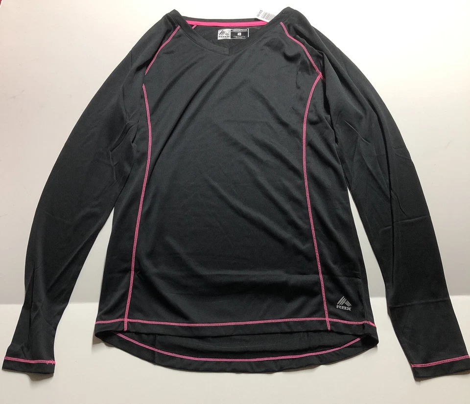 RBX Long Sleeve Shirt Performance Active Top Size L Black Pink Trim Z1 X3