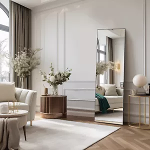 Rectangular Full Body Mirror Standing Hanging Leaning Full Length Floor Mirror  - Picture 1 of 22