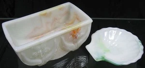 Vintage 1940's Akro Agate Planter & Shell Dish - Picture 1 of 2