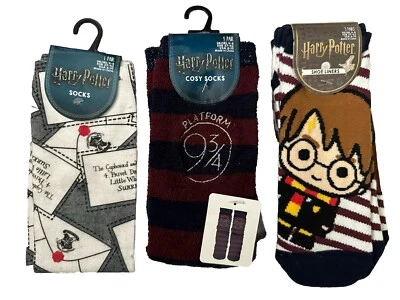Primark Harry Potter 3 pairs shoe liners, cosy socks & picture socks BNWT - Image 1 of 4