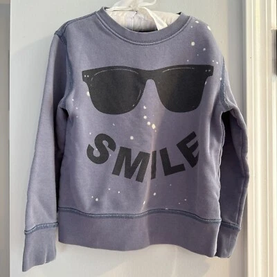 Sudadera manga larga J.CREW Crewcut para niños azul sonrisa talla 4-5 Foto 1 de 4