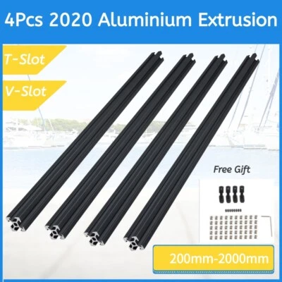 4Pcs 2020 Aluminium Extrusion T-Slot/V-Slot 6/6.2mm Profile 200mm-2000mm CNC - Image 1 of 4