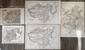 Lot Of 5 Original Antique China/Chinese Empire Maps From The 1800’s - Picture 1 of 6