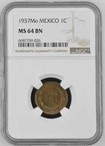 Mexico 1 Centavo 1937 Mo NGC MS 64 BN - Picture 1 of 2