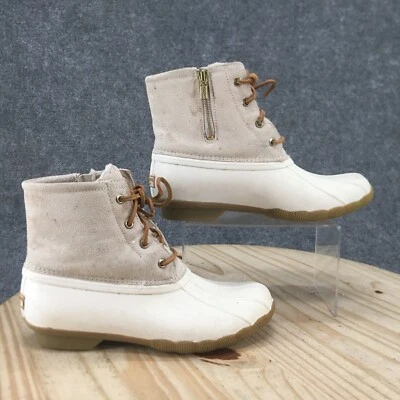 Botas Sperry Top Sider Duck para mujer 8,5 serpiente de agua salada blancas con cordones STS85523 Foto 1 de 4