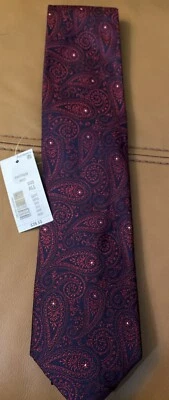 Corbata de seda Roundtree & Yorke para hombre cachemira roja y azul. Precio de venta sugerido por el fabricante $39,50 Foto 1 de 4