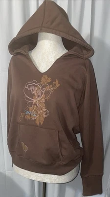 Sudadera con capucha vintage~Maurice’s talla XL marrón polar rosa occidental gráfico floral para mujer Foto 1 de 4