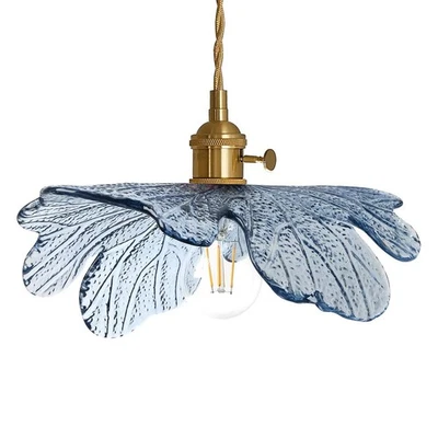 Lámpara colgante vintage de vidrio colgante de latón cepillado... Foto 1 de 4