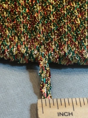 Trenza plana mediana dorada roja/verde/metálica vintage 3/16" 7 yardas adornos artesanales Foto 1 de 4