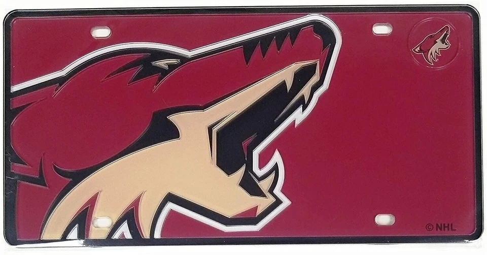 Placa de matrícula de etiqueta cortada con láser premium Arizona Coyotes, diseño de mega logotipo,... Foto 1 de 1
