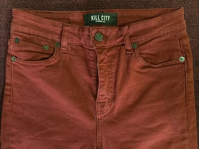 Pantalones de mezclilla para mujer Kill City - el culto original - rojo granate talla 28 pierna ajustada  Foto 1 de 4