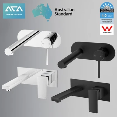 WELS Wall Basin Mixer Spout Bathtub Tap Square Round Brass Faucet Black Chrome - image 1 of 2