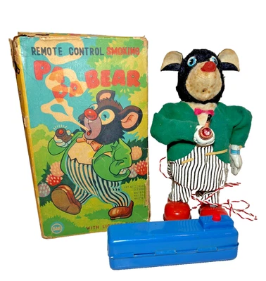 1950-е Пульт дистанционного управления Курение Папа Медведь Марусан Игрушка Япония На Аккумуляторе с Коробкой - Изображение 1 из 4