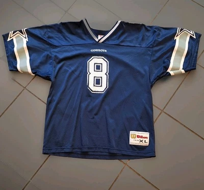 Camiseta de los Dallas Cowboys Troy Aikman Wilson juvenil grande vintage Foto 1 de 4