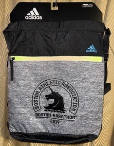 NEW Adidas Boston Marathon 2019 - Amplifier SackPack BAA Cinch Sack Black Grey - Picture 1 of 8