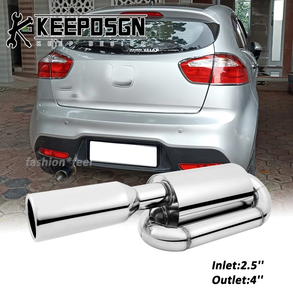 Punta de tubo de escape de doble bucle de entrada de 2,5"" para Kia Rio KDM Foto 1 de 4