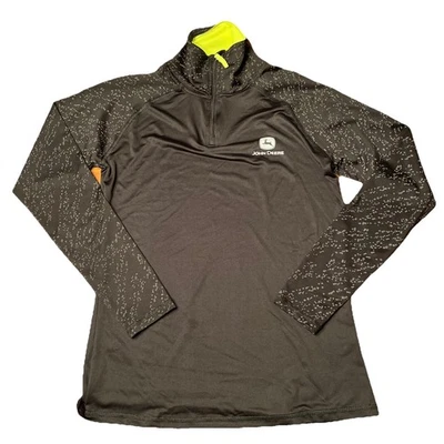 Camisa para mujer John Deere pequeña negra cuarto cremallera peso ligero pulóver nota Foto 1 de 4