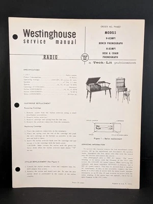 Banco chasis Westinghouse fonógrafo manual de servicio modelo H-82MP1 4 páginas Foto 1 de 2