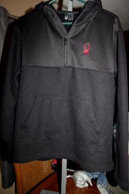 CHAQUETA SPYDER MUJER TALLA MEDIANA SUDADERA CON CAPUCHA POLIÉSTER 1/4 CREMALLERA NEGRA Foto 1 de 3