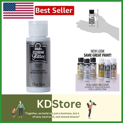 Pintura acrílica plateada Extreme Glitter - 2 oz. Foto 1 de 4