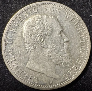 1914-F Alemania Wurttemberg 3 marcos Guillermo II - Imagen 1 de 2