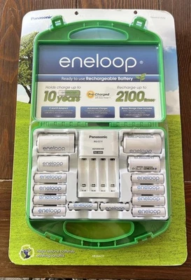 NUEVO Kit de 14 baterías y adaptadores recargables Panasonic Eneloop en estuche 917976 Foto 1 de 4