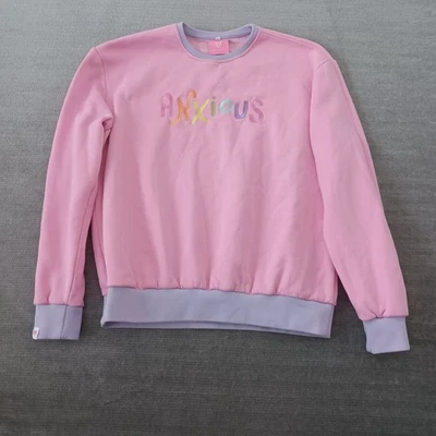 Celestial Fox Sweater Women XXL Pink Purple Anxious Embroidery Oversized Cozy - Image 1 of 4