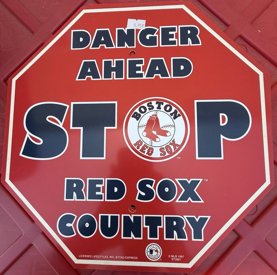 Nuevo letrero de parada MLB Boston Red Sox hogar habitación oficina bar decoración 12" x 12" Foto 1 de 1
