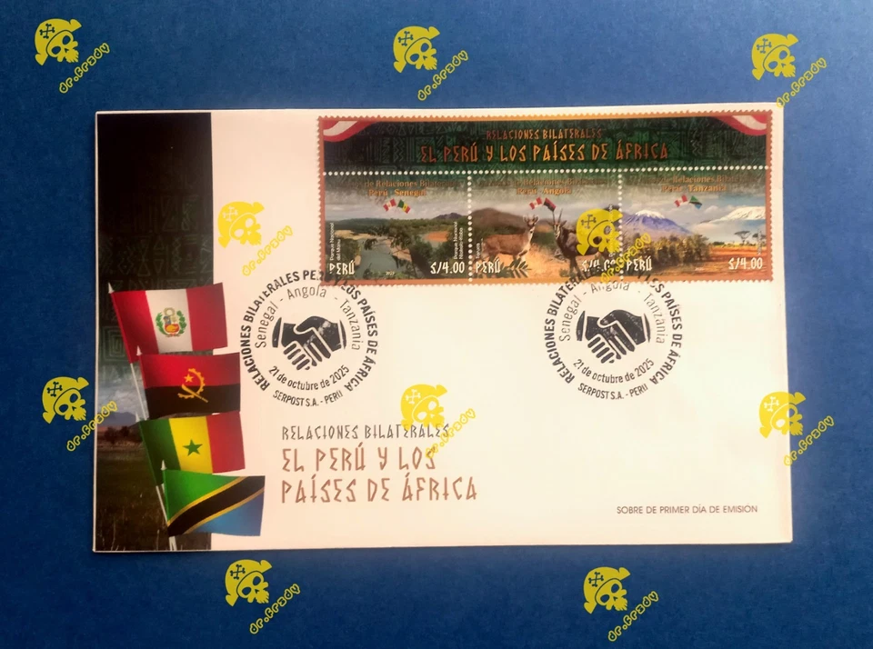 PERU 2025 DIPLOMATIC RELATIONSHIP PERU WITH AFRICAN NATIONS FDC STAMPS  - Image 1 of 1