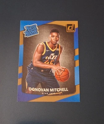 Tarjeta de novato con clasificación Donruss de Donovan Mitchell 2017-18 #188 radiocontrol Cleveland Cavaliers Foto 1 de 2