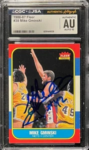 MIKE GMINSKI SIGNED NETS 1986 FLEER #38 CGC JSA MINT AUTO GRADE 10 036 - Picture 1 of 2