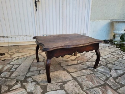 table basse de salon ancienne en bois massif - Photo 1/4