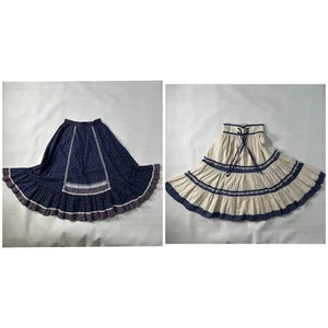 2! Vintage Gunne Sax Jessicas Gunnies Boho Prärie Maxirock blau Blumen Stufen Spitze - Bild 1 von 24