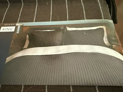 Funda nórdica King y 2 fundas King Thomas O'Brien vintage moderno espresso a rayas Foto 1 de 4