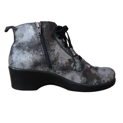 Alegria Eliza Elegancia Botines 40 Negro Floral Cuero Terciopelo Cordones Bruja Foto 1 de 4