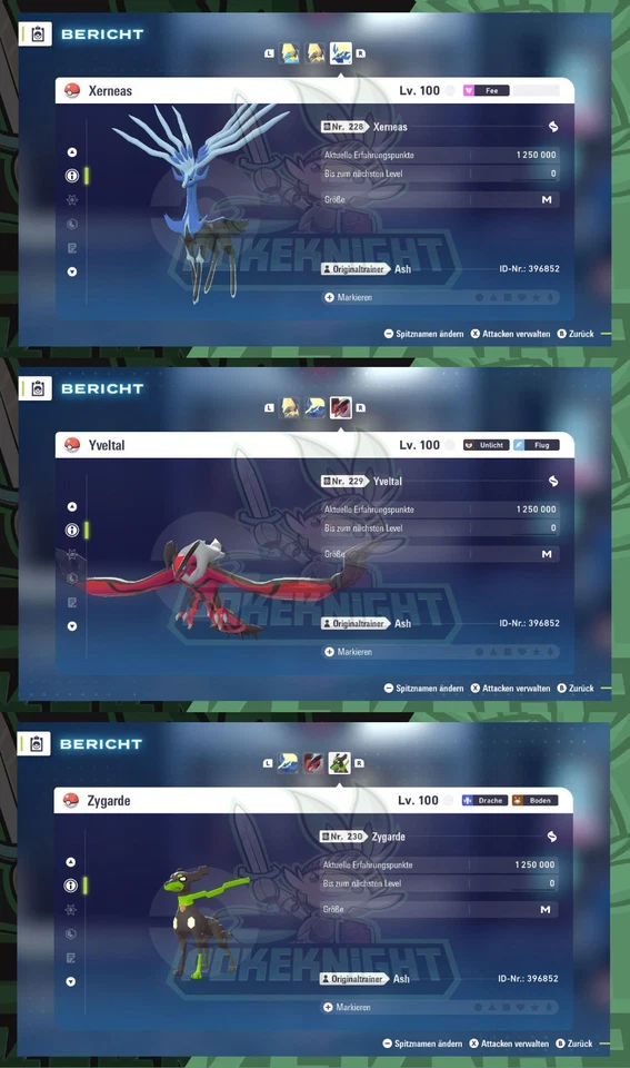 Xerneas Yveltal Zygarde non shiny Meisterball Max. EV 6IV/DV ZA Legenden: Z-A - Bild 1 von 1