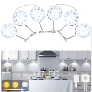 Luces con sensor de movimiento debajo del gabinete, 3 enchufables de color blanco, interior para cocina... - Imagen 1 de 6