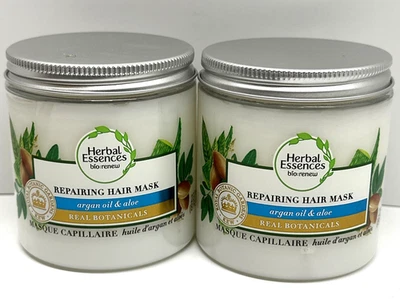 Herbal Essences Bio Renew Repairing Hair Mask Argan Oil Aloe 8oz Lot of 2 Jars - Image 1 of 4