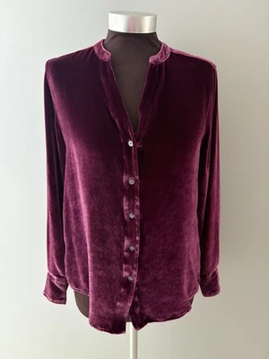 Camisa de veludo Tommy Bahama tamanho pequeno roxa ameixa Castlecore Whimsigoth outono - Imagem 1 de 4